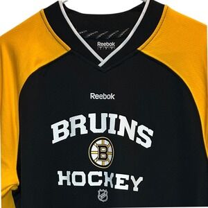Reebok Boston Bruins Hockey Long Sleeve Playdry Shirt Men's Large Black Gold NHL